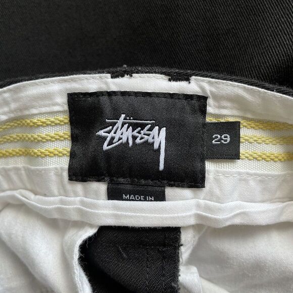 STUSSY Womens Black Flat Front Cropped Pants Wide-Leg Sz 29 - Picture 5 of 7